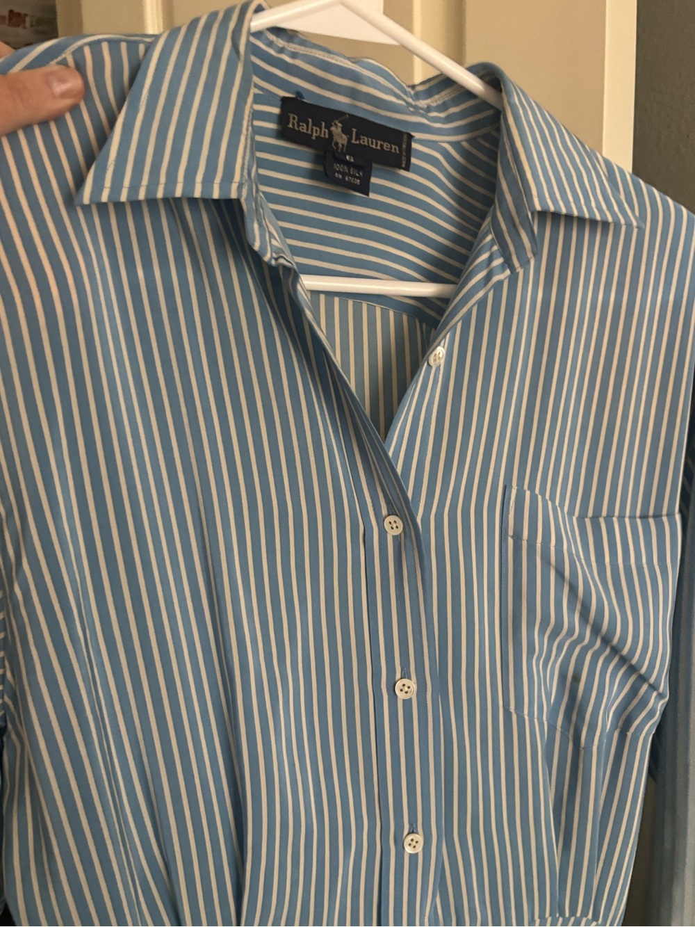 Ralph Lauren Vintage Blue & White Striped Silk Dress